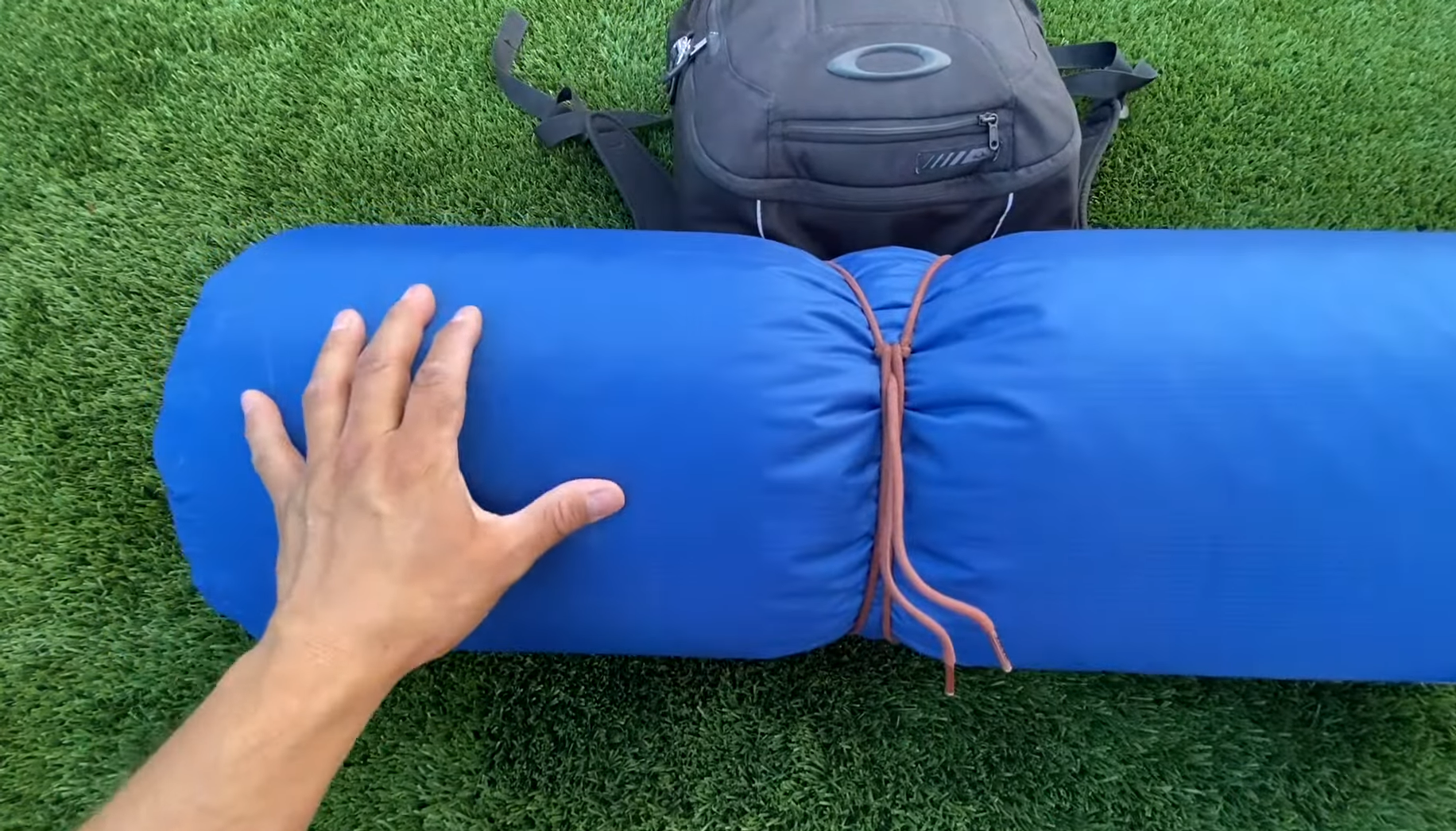 Attach the sleeping bag at the top of the backpack